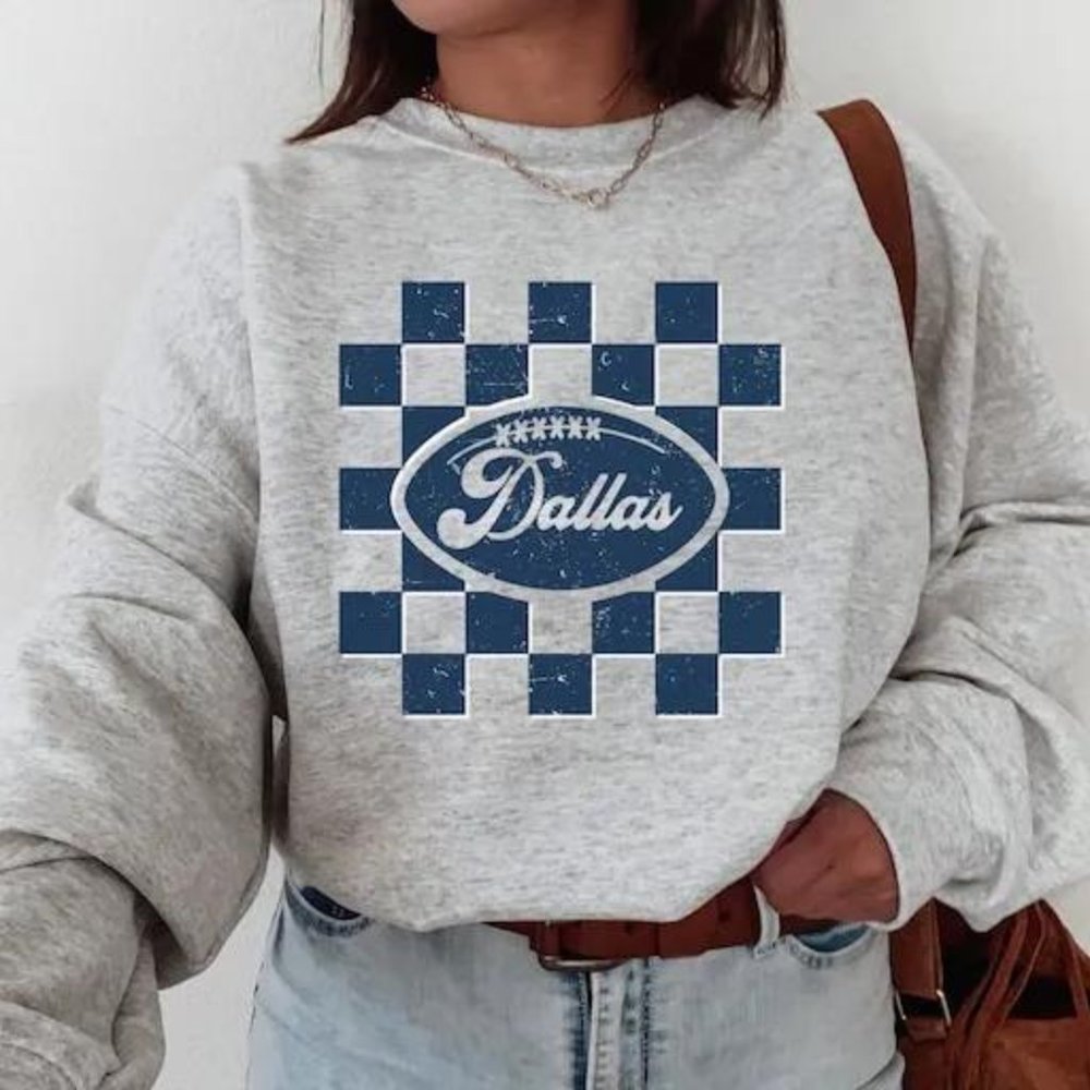 Dallas Sweatshirt, Cowboy Shirt, Retro Dallas Football Crewneck Sweatshirt